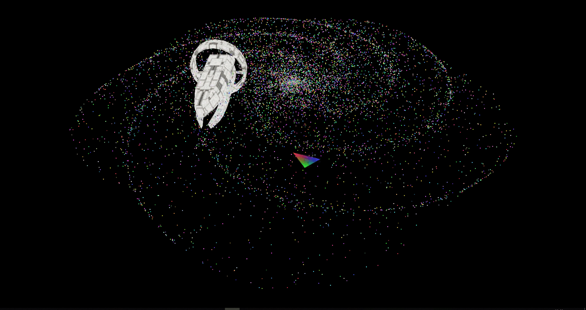 Spiral galaxy with ship and mouse cursor